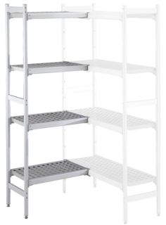 ZANUSSI ROSTFRI INREDNING HYLLA HÖRN MED ALUMINIUM STEGE 4 ST POLYETEN HYLLOR 373 X 1010 MM JUSTERBARA FÖTTER