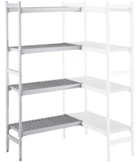 ZANUSSI ROSTFRI INREDNING HYLLA HÖRN MED ALUMINIUM STEGE 4 ST POLYETEN HYLLOR 373 X 1366 MM JUSTERBARA FÖTTER