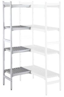 ZANUSSI ROSTFRI INREDNING HYLLA HÖRN MED ALUMINIUM STEGE 4 ST POLYETEN HYLLOR 373 x 744MM JUSTERBARA FÖTTER