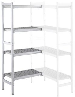 ZANUSSI ROSTFRI INREDNING HYLLA HÖRN MED ALUMINIUM STEGE 4 ST POLYETEN HYLLOR 475 x 1098 MM JUSTERBARA FÖTTER