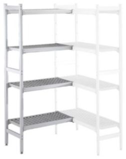 ZANUSSI ROSTFRI INREDNING HYLLA HÖRN MED ALUMINIUM STEGE 4 ST POLYETEN HYLLOR 475 x 1188 MM JUSTERBARA FÖTTER