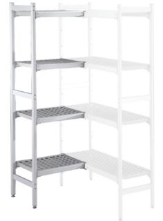 ZANUSSI ROSTFRI INREDNING HYLLA HÖRN MED ALUMINIUM STEGE 4 ST POLYETEN HYLLOR 475 x 834 MM JUSTERBARA FÖTTER