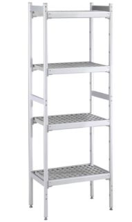 ZANUSSI ROSTFRI INREDNING HYLLA MED ALUMINIUM STEGE 4 ST POLYETEN HYLLOR 373 x 1037 MM JUSTERBARA FÖTTER