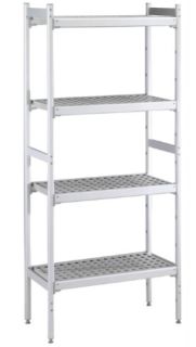 ZANUSSI ROSTFRI INREDNING HYLLA MED ALUMINIUM STEGE 4 ST POLYETEN HYLLOR 373 X 1304 MM JUSTERBARA FÖTTER