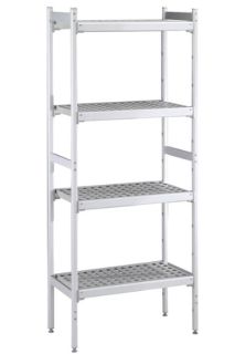 ZANUSSI ROSTFRI INREDNING HYLLA MED ALUMINIUM STEGE 4 ST POLYETEN HYLLOR 373 x 1216 MM JUSTERBARA FÖTTER