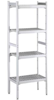 ZANUSSI ROSTFRI INREDNING HYLLA MED ALUMINIUM STEGE 4 ST POLYETEN HYLLOR 475 X 1037 MM JUSTERBARA FÖTTER