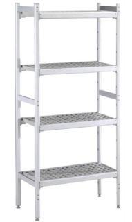 ZANUSSI ROSTFRI INREDNING HYLLA MED ALUMINIUM STEGE 4 ST POLYETEN HYLLOR 475 x 1304 MM JUSTERBARA FÖTTER