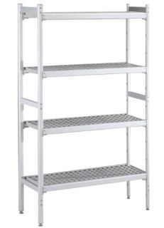 ZANUSSI ROSTFRI INREDNING HYLLA MED ALUMINIUM STEGE 4 ST POLYETEN HYLLOR 475 x 1696 MM JUSTERBARA FÖTTER