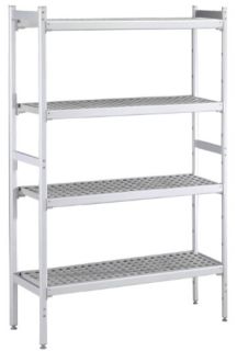 ZANUSSI ROSTFRI INREDNING HYLLA MED ALUMINIUM STEGE 4 ST POLYETEN HYLLOR 475 X 1872 MM JUSTERBARA FÖTTER