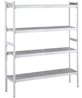 ZANUSSI ROSTFRI INREDNING HYLLA MED ALUMINIUM STEGE 4 ST POLYETEN HYLLOR 475 X 2404 MM JUSTERBARA FÖTTER