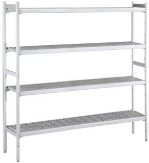 ZANUSSI ROSTFRI INREDNING HYLLA MED ALUMINIUM STEGE 4 ST POLYETEN HYLLOR 475 X 2935 MM JUSTERBARA FÖTTER