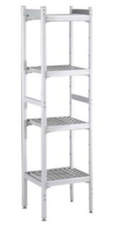 ZANUSSI ROSTFRI INREDNING HYLLA MED ALUMINIUM STEGE 4 ST POLYETEN HYLLOR 475 x 772 MM JUSTERBARA FÖTTER