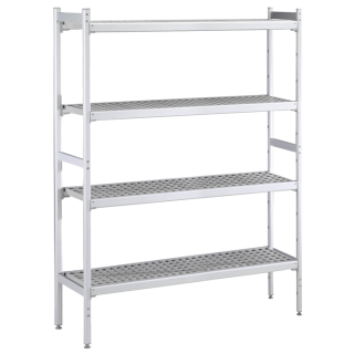 ZANUSSI ROSTFRI INREDNING HYLLA MED ALUMINIUM STEGE 4 ST POLYETEN HYLLOR 475 X 2224 MM JUSTERBARA FÖTTER